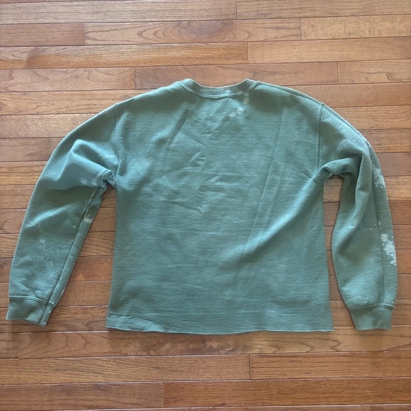Green, distressed, cropped sweatshirt, size small - Picture 4 of 4